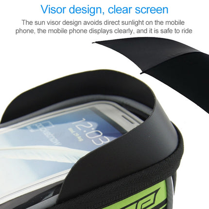 BaseCamp BC-305 Bicycle Phone Bags Mountain Road Bike Front Head Top Frame Handlebar Bag with Transparent Window & Sun Visor for 5.8 Inch 15x8cm and Below Smartphones