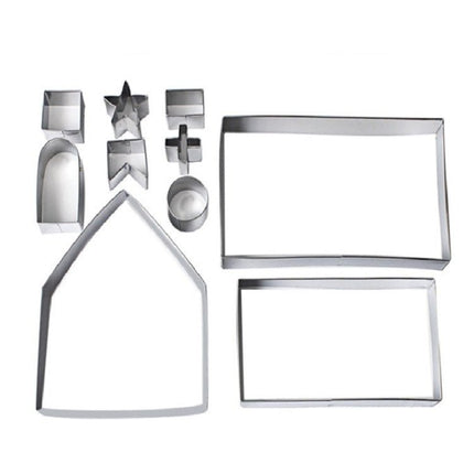 10 in 1 3D Stainless Steel Biscuit Mold Christmas Gingerbread House Baking Tools - DealBuddy