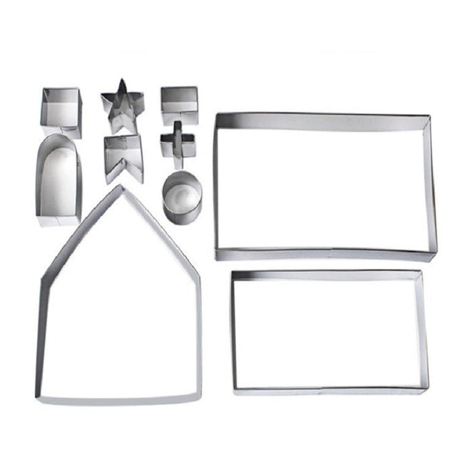 10 in 1 3D Stainless Steel Biscuit Mold Christmas Gingerbread House Baking Tools - DealBuddy