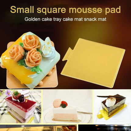 100 / Pack Small Square Cake Cardboard Pad Thick Rigid Golden Cake Mousse Cake Mat - DealBuddy