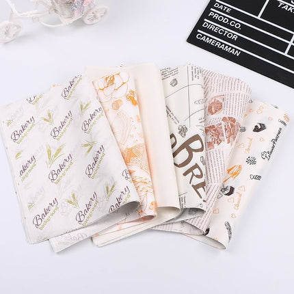 100 Sheets / Pack Cake Greaseproof Paper Baking Packaging Plate Paper Hamburger Paper, Colour: Classical Newspaper - DealBuddy