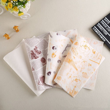 100 Sheets / Pack Cake Greaseproof Paper Baking Packaging Plate Paper Hamburger Paper, Colour: Classical Newspaper - DealBuddy