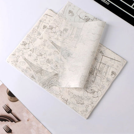 100 Sheets / Pack Cake Greaseproof Paper Baking Packaging Plate Paper Hamburger Paper, Colour: Classical Newspaper - DealBuddy