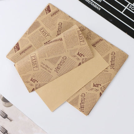 100 Sheets / Pack Cake Greaseproof Paper Baking Packaging Plate Paper Hamburger Paper, Colour: Classical Newspaper - DealBuddy