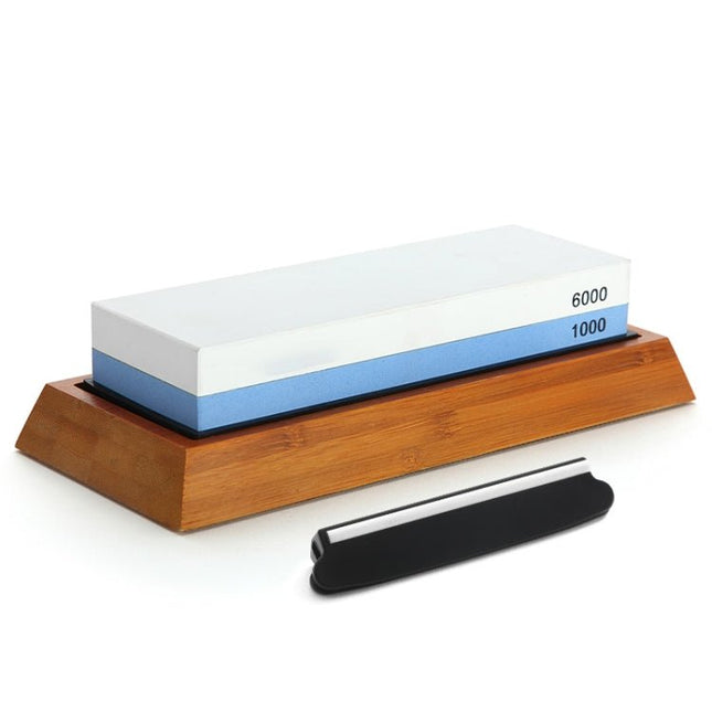 1000/6000 Red White Whetstone Double - sided Bamboo Base Set - DealBuddy