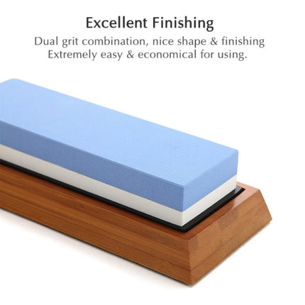 1000/6000 Red White Whetstone Double - sided Bamboo Base Set - DealBuddy