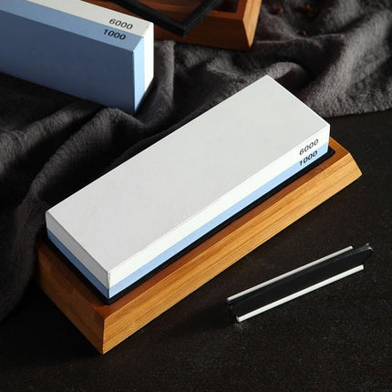 1000/6000 Red White Whetstone Double - sided Bamboo Base Set - DealBuddy