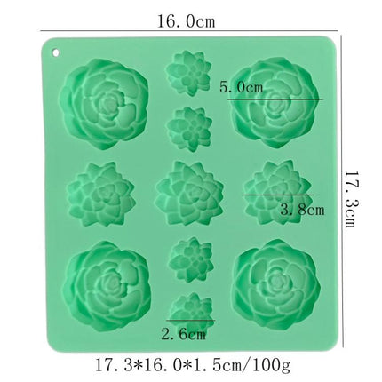 11 - Cavity Succulent - Shaped Silicone Chocolate Cookie Mold Fondant Cake Baking Mold - DealBuddy