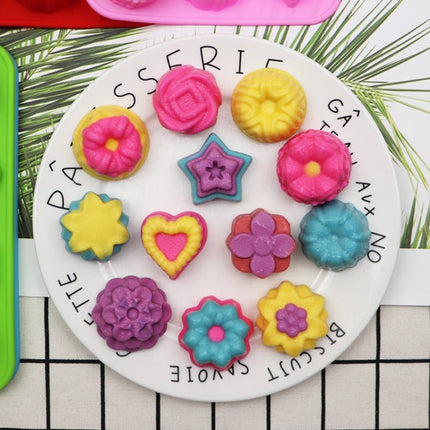 12 Grids Different Flower Grass Shape Silicon Model Kitchen Baking Cake Model DIY Handmade Soap Mould - DealBuddy