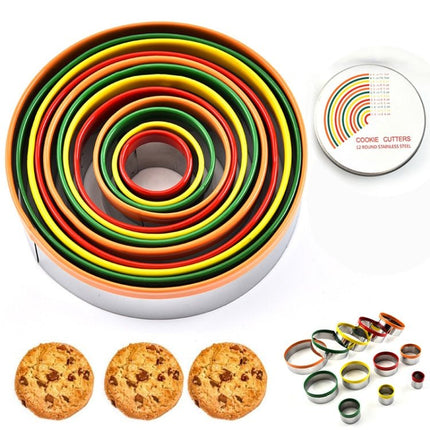 12 in 1 Stainless Steel Biscuit Cutting Set Fondant Biscuit Mold Round Cake Baking Mold - DealBuddy