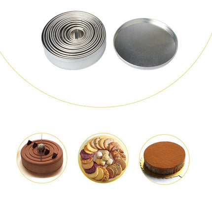12 PCS / Set Stainless Steel Round Shape Cutting Mould Mousse Cake Doughnut Baking Tools - DealBuddy