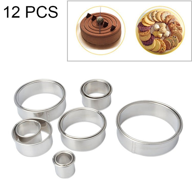 12 PCS / Set Stainless Steel Round Shape Cutting Mould Mousse Cake Doughnut Baking Tools - DealBuddy