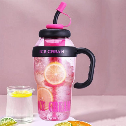 1200ml Large Capacity Lucky Belly Cup Handheld Portable Straw Cup with Tea Drain - DealBuddy