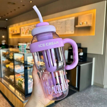 1200ml Large Capacity Lucky Belly Cup Handheld Portable Straw Cup with Tea Drain - DealBuddy