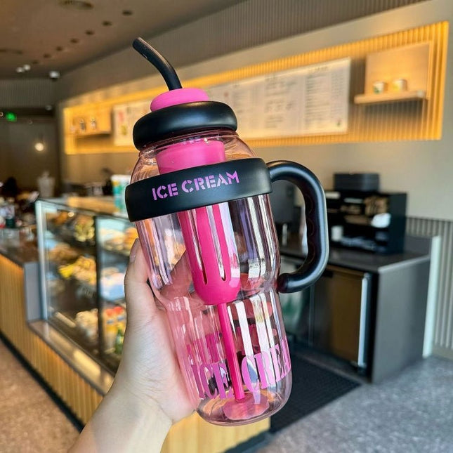 1200ml Large Capacity Lucky Belly Cup Handheld Portable Straw Cup with Tea Drain - DealBuddy