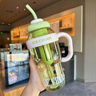 1200ml Large Capacity Lucky Belly Cup Handheld Portable Straw Cup with Tea Drain - DealBuddy
