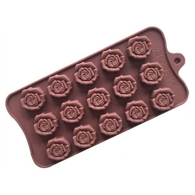 15 Grids Dimensional Rose Chocolate Mould Silicone Handmade Soap Molds - DealBuddy