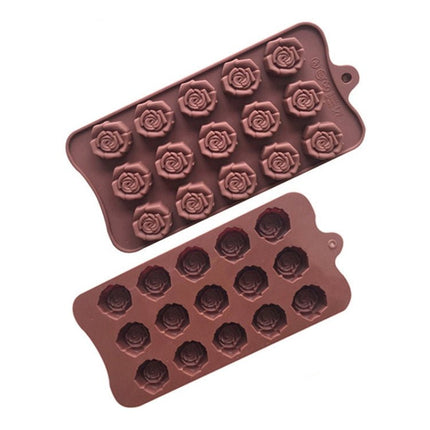 15 Grids Dimensional Rose Chocolate Mould Silicone Handmade Soap Molds - DealBuddy