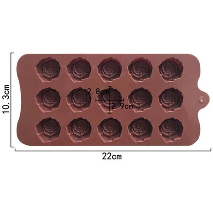 15 Grids Dimensional Rose Chocolate Mould Silicone Handmade Soap Molds - DealBuddy