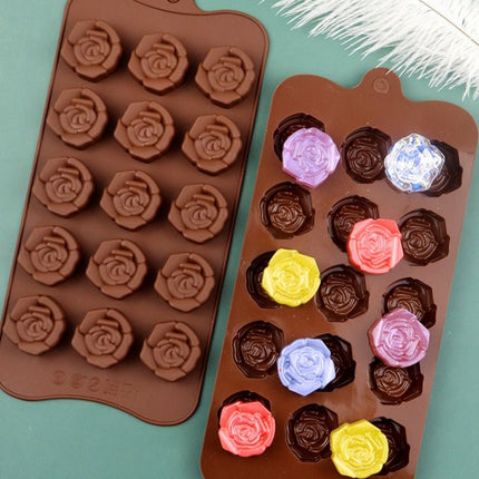 15 Grids Dimensional Rose Chocolate Mould Silicone Handmade Soap Molds - DealBuddy