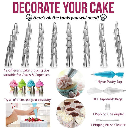 164 in 1 Cake Turntable Set Stainless Steel Decorating Mouth Baking Tools - DealBuddy