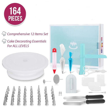 164 in 1 Cake Turntable Set Stainless Steel Decorating Mouth Baking Tools - DealBuddy