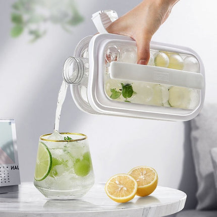 2 in 1 Round Ice Cube Mold Portable Ice Ball Maker Bottle Kettle with Lid White - DealBuddy