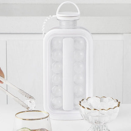2 in 1 Round Ice Cube Mold Portable Ice Ball Maker Bottle Kettle with Lid White - DealBuddy