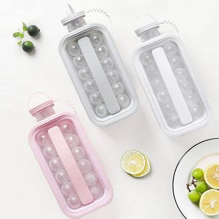 2 in 1 Round Ice Cube Mold Portable Ice Ball Maker Bottle Kettle with Lid White - DealBuddy