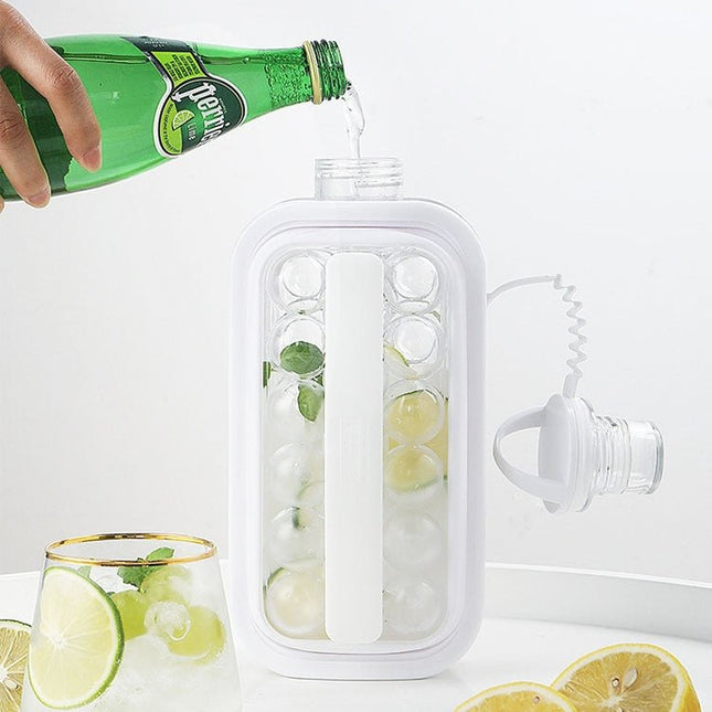 2 in 1 Round Ice Cube Mold Portable Ice Ball Maker Bottle Kettle with Lid White - DealBuddy