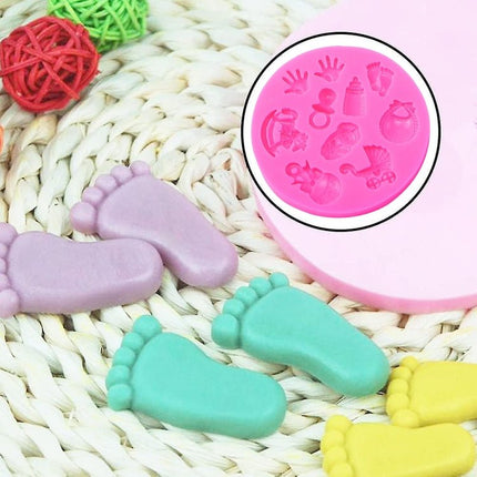 2 PCS Baby Hand Foot Shape DIY Mold Fondant Silicone Cake Chocolate Mold Baking Tool - DealBuddy