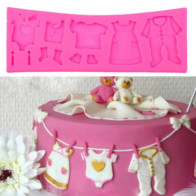 2 PCS Baking Mold Baby Shoes Fondant Cake Mold Kid Clothes Silicone DIY Chocolate West Point Mold - DealBuddy