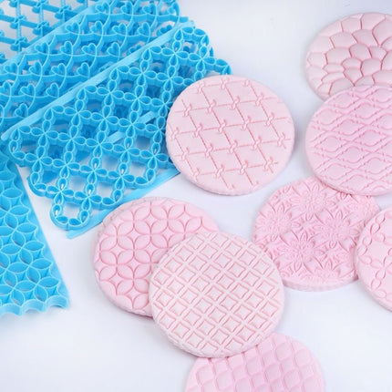 2 PCS Cake Fondant Tool Heart Shaped Diamond Texture Plaid Overpass Quyi Seal Printing Mould - DealBuddy