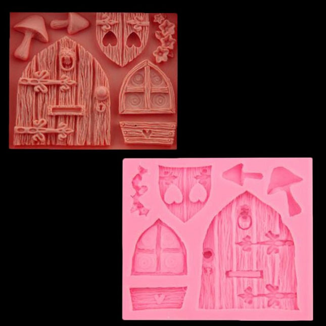 2 PCS Cartoon House Wooden Window Shape Silicone Candy Mold Fairy Tale Cake Decorating Tool - DealBuddy