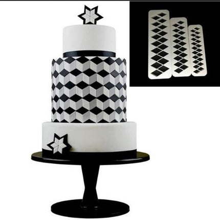 2 PCS Chocolate Cake Geometric Puzzle Embossed Strip Foundation Shape Graphic Biscuit Mold Stamping Tool - DealBuddy
