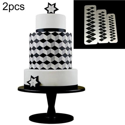 2 PCS Chocolate Cake Geometric Puzzle Embossed Strip Foundation Shape Graphic Biscuit Mold Stamping Tool - DealBuddy