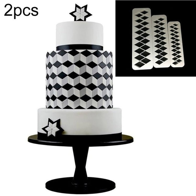2 PCS Chocolate Cake Geometric Puzzle Embossed Strip Foundation Shape Graphic Biscuit Mold Stamping Tool - DealBuddy