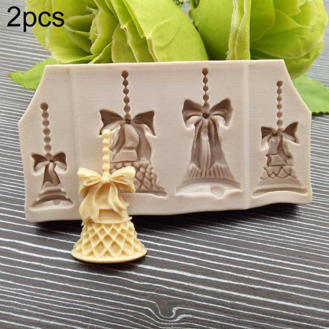 2 PCS Christmas Bells Chocolate Candy Cookie Cake Decorating Tools DIY Baking Fondant Food Grade Silicone Mold - DealBuddy
