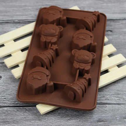 2 PCS Christmas Tree Santa Claus Chocolate Dessert Pastry Kitchen Baking Silicone Ice Lattice Mold - DealBuddy