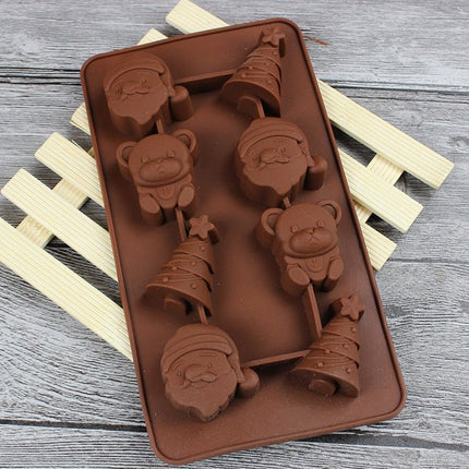 2 PCS Christmas Tree Santa Claus Chocolate Dessert Pastry Kitchen Baking Silicone Ice Lattice Mold - DealBuddy