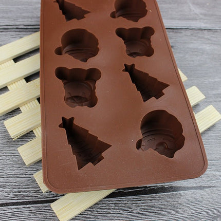 2 PCS Christmas Tree Santa Claus Chocolate Dessert Pastry Kitchen Baking Silicone Ice Lattice Mold - DealBuddy