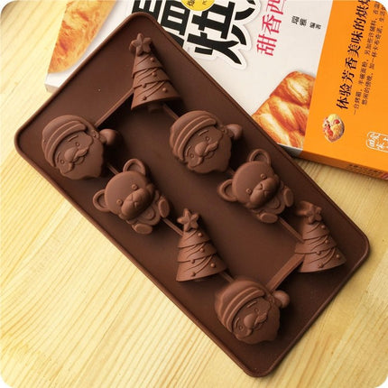 2 PCS Christmas Tree Santa Claus Chocolate Dessert Pastry Kitchen Baking Silicone Ice Lattice Mold - DealBuddy