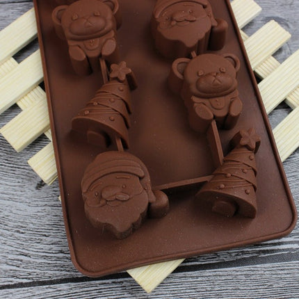 2 PCS Christmas Tree Santa Claus Chocolate Dessert Pastry Kitchen Baking Silicone Ice Lattice Mold - DealBuddy