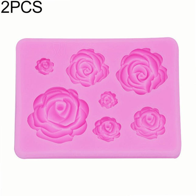 2 PCS DIY Handmade Soap Chocolate Fondant Baking Mold 3D Rose Flower Cake Decoration Silicone Mold - DealBuddy