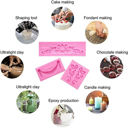 2 PCS Fondant Cake Silicone Mold Hollow Embossed Border Frame Retro Photo Frame Mould - DealBuddy