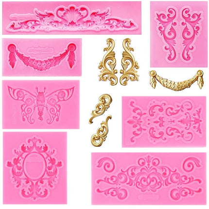 2 PCS Fondant Cake Silicone Mold Hollow Embossed Border Frame Retro Photo Frame Mould - DealBuddy