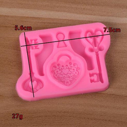 2 PCS Food Love Lock Key Fondant Silicone Mold DIY Baking Cake Decoration Tool - DealBuddy