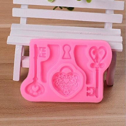 2 PCS Food Love Lock Key Fondant Silicone Mold DIY Baking Cake Decoration Tool - DealBuddy