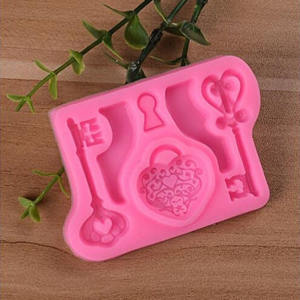 2 PCS Food Love Lock Key Fondant Silicone Mold DIY Baking Cake Decoration Tool - DealBuddy