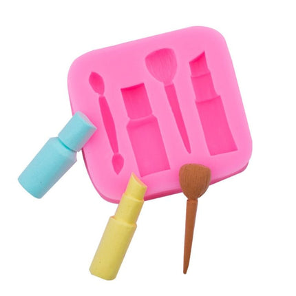 2 PCS Lipstick Eyebrow Pencil Makeup Tool Shape Silicone Fondant Cake Mold Chocolate Mold Clay Mold - DealBuddy
